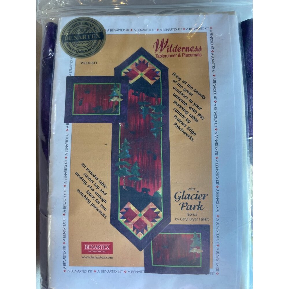 Wilderness Tablerunner & Placemats Kit Complete with Glacier Park Fabrics By Ben - Picture 1 of 3